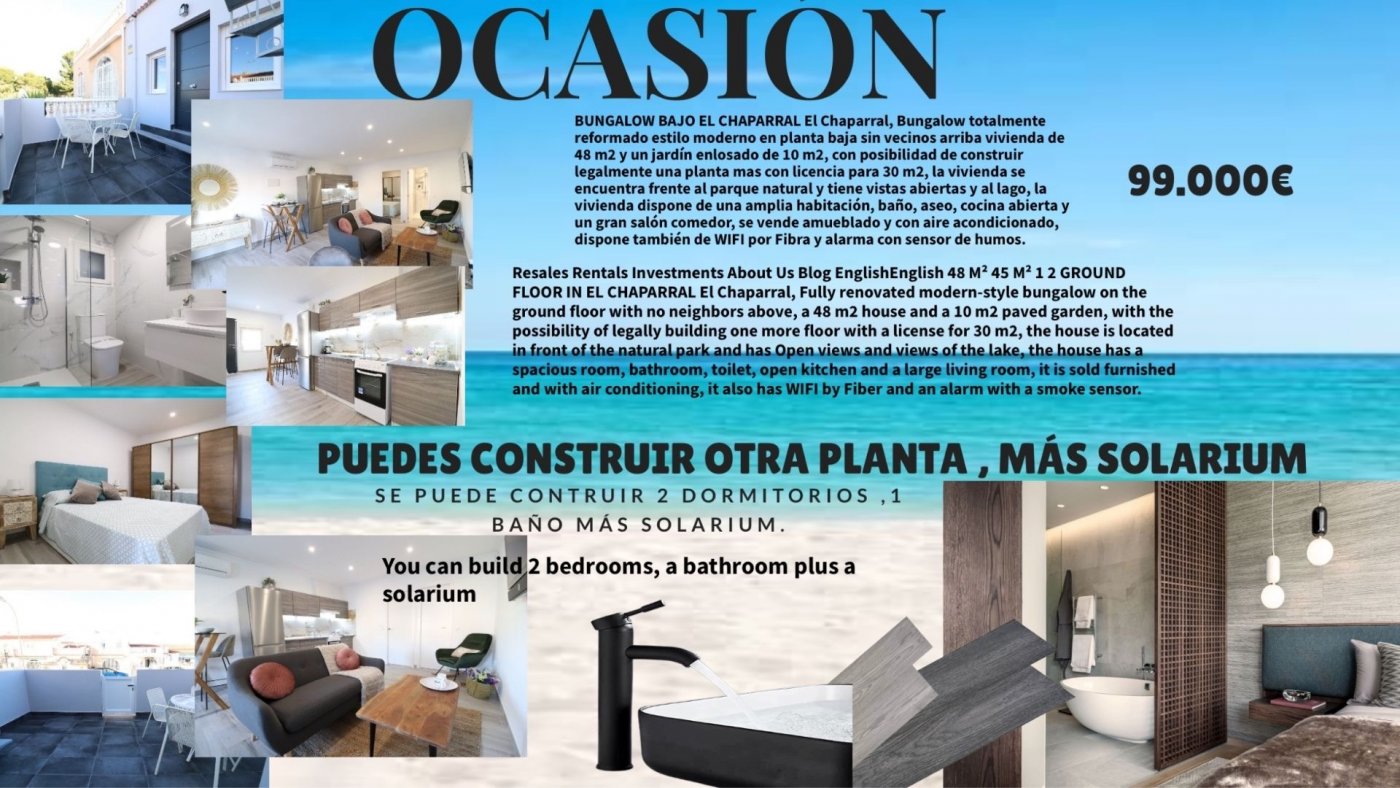 Resale - 1 Bedroom 1 Bathroom Bungalow in Torrevieja - El chaparral - Alicante Resale - 1 Bedroom 1 Bathroom Bungalow in Torrevieja - El chaparral - Alicante